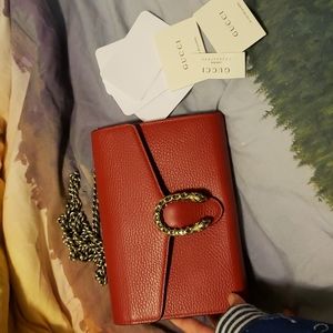 Gucci Dionysus Wallet on Chain in Red Leather